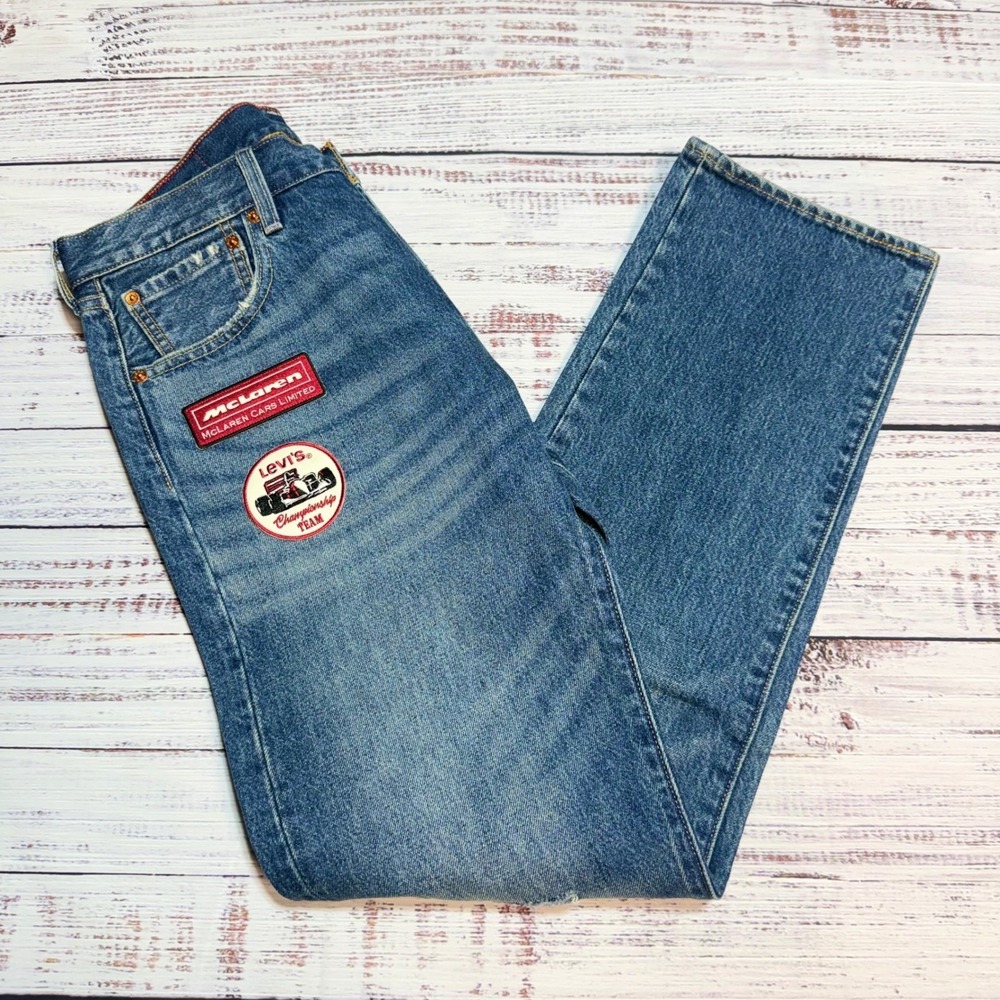 Levi's x McLaren 501 Jeans 32x32 Formula 1 Racing MP4/4 Patch Denim Blue